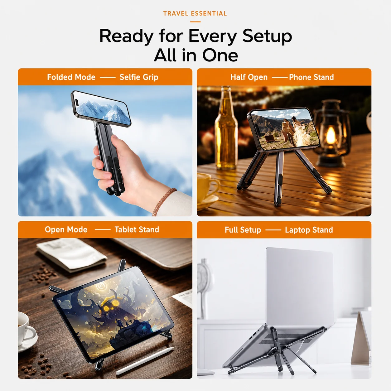 4-in-1 Foldable Magnetic Device Stand