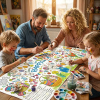 Easter Day Giant Coloring Poster with Bunny Eggs Rabbits Flowers